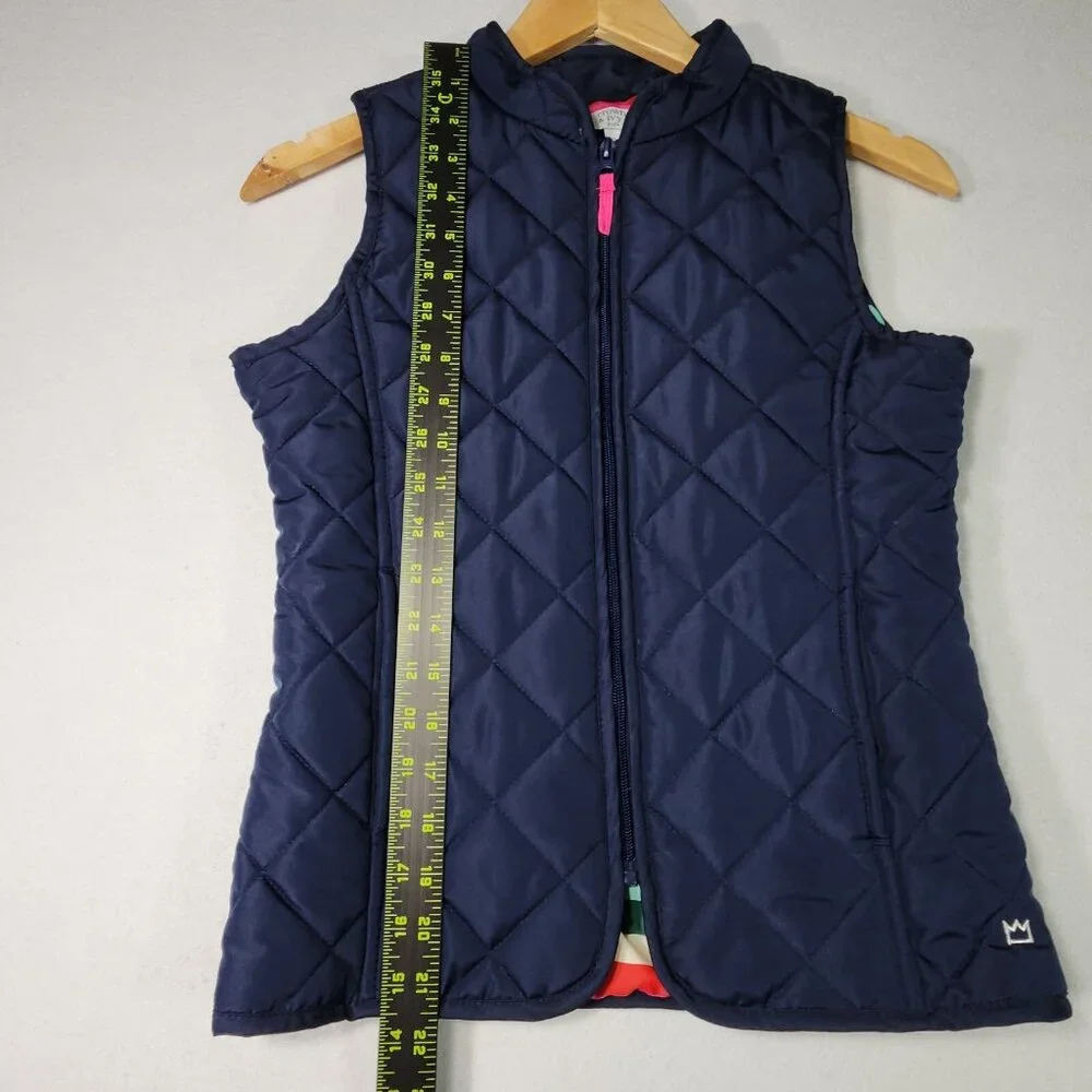 Crown & Ivy Kids Girl Quilted Vest XL Navy Preppy Pockets Full‎ Zip Trendy Belk
